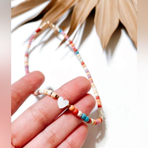 Beaded heart boho necklace #945 - Picture 4 of 4
